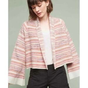 Anthropologie Pink and Cream Striped Cardigan